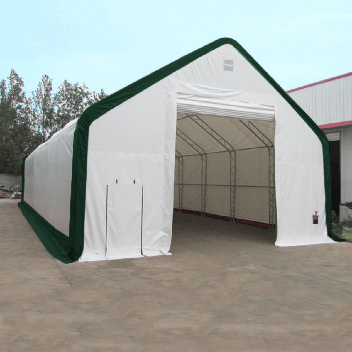 W40'xL80'xH21' Double Truss Storage Shelter, 8' Truss Spacing